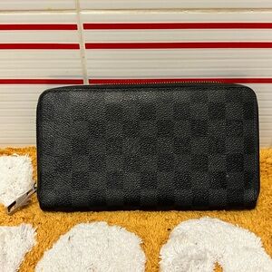 Authentic Louis Vuitton Damier Graphite Zippy Zip Around Organizer Long Wallet